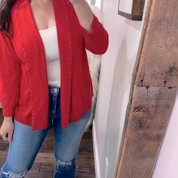 Ruby Road red knit sweater cardigan size 1X - Picture 2 of 8